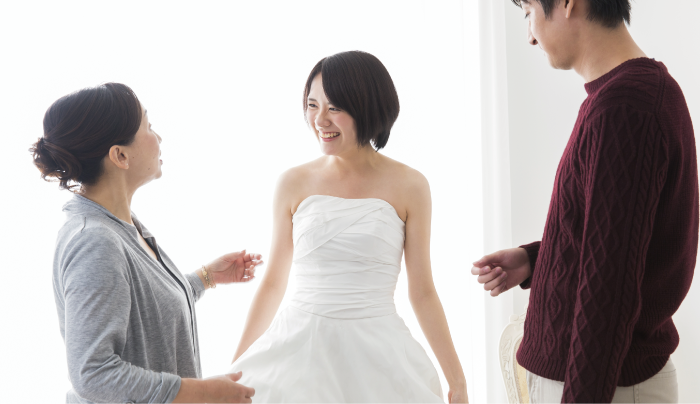 結婚する女性と男性